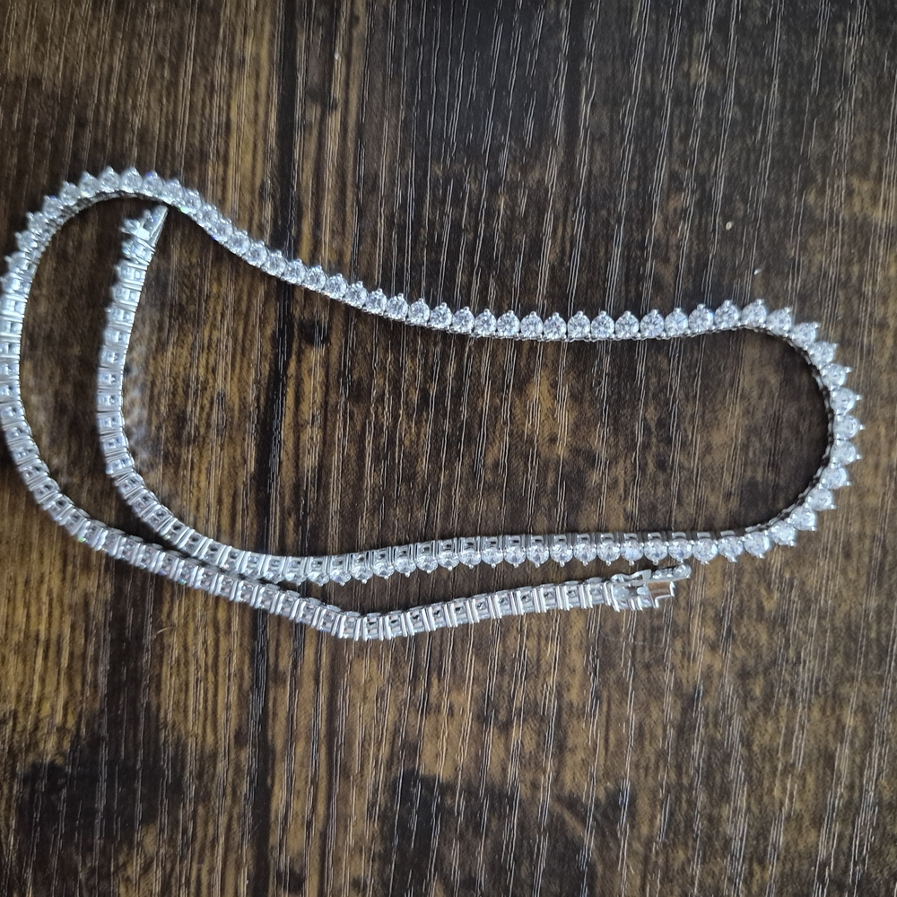STERLING Silver sparking Zirconia Tennis Necklace